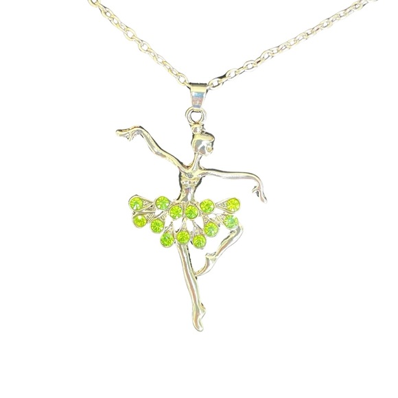 🆕 Silver Ballerina Necklace  - Green - Picture 10 of 12